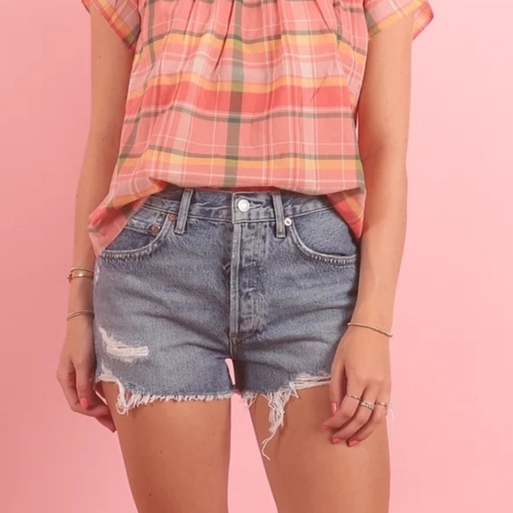 Agolde Evereve Parker Cut Off Button Fly Denim Shorts Womens 30 - Picture 1 of 7